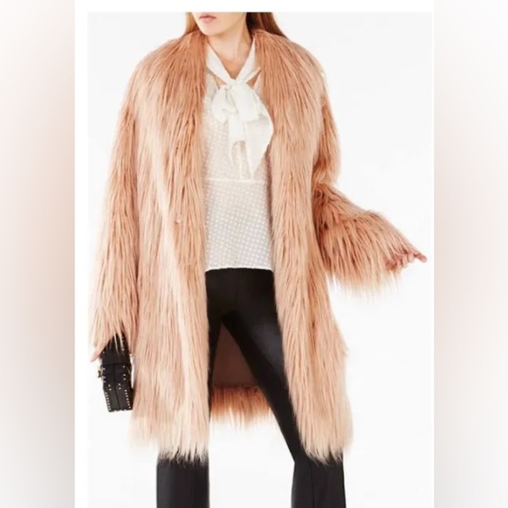 BCBG Maxazria Waris Faux Fur Coat - light pink